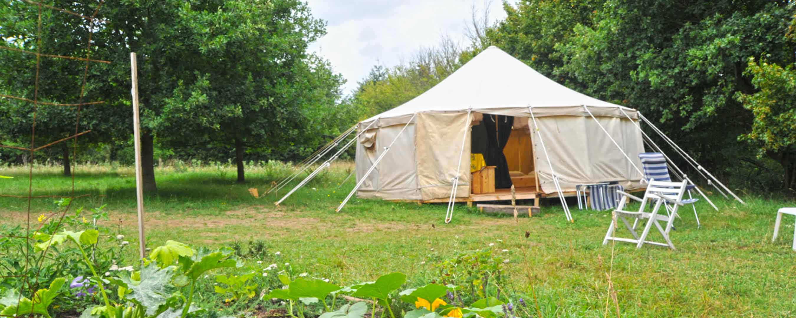 grote ronde tent - yurt, camping Brénazet, Allier, Auvergne